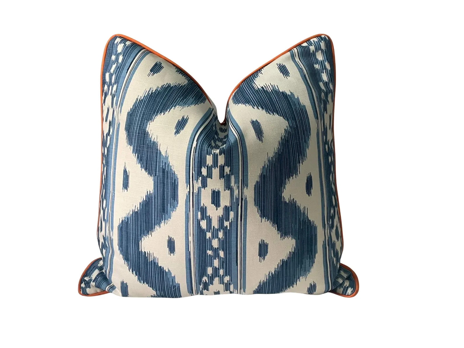 China Seas Bali Hai Blue Ikat Stripe Pillow Cover | Geometric Fabric Designer Pillow | Etsy (Global)