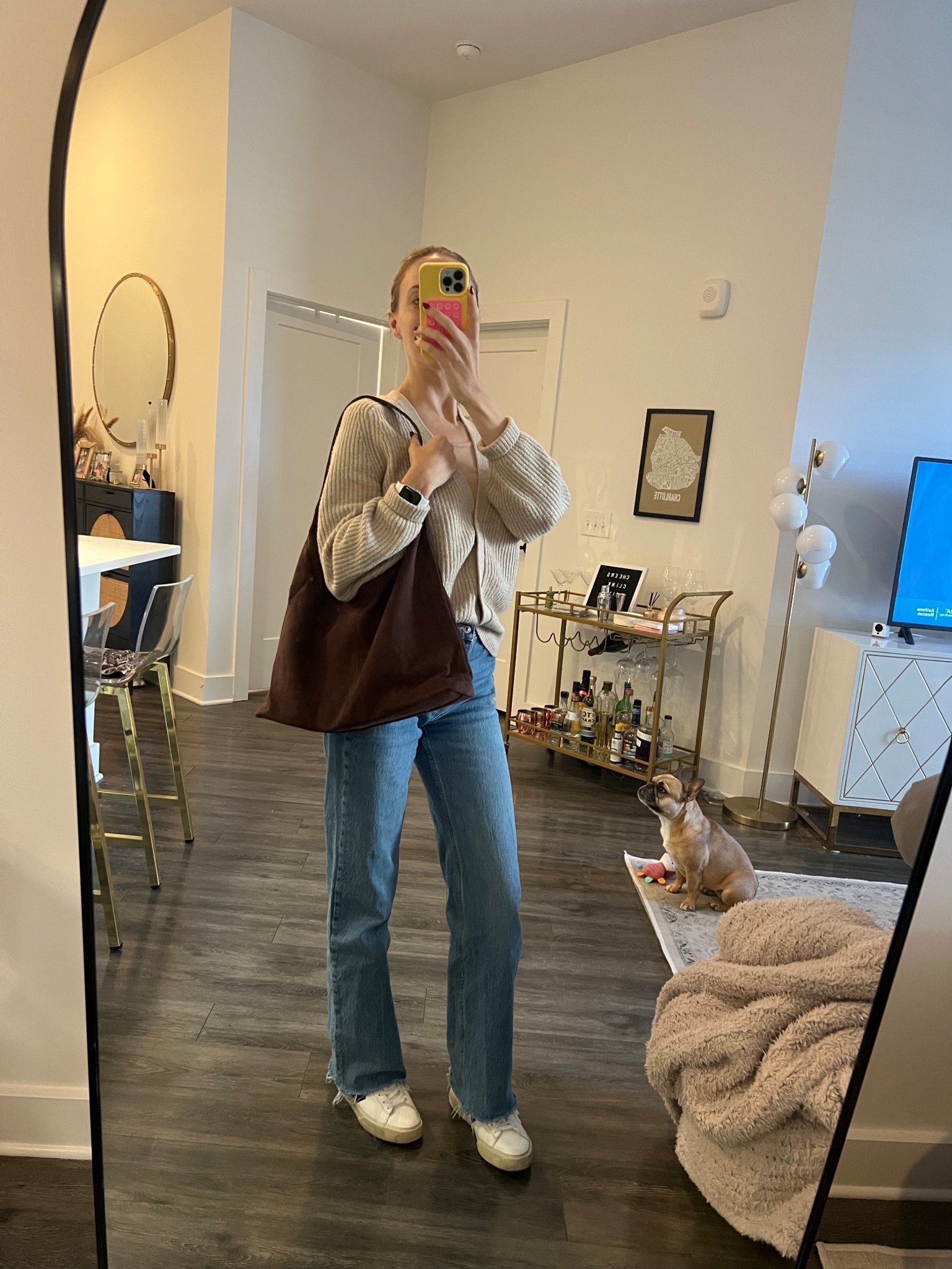 Brown hobo suede tote bag with oatmeal sweater and medium wash jeans with Veja sneakers fall outfit 

#LTKFindsUnder100 #LTKStyleTip #LTKFindsUnder50