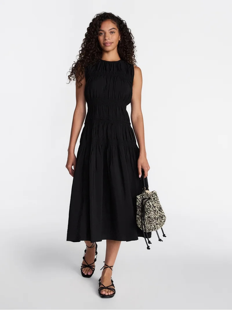 Time and Tru Women's Sleeveless Smocked Midi Dress, Sizes XS-XXXL | Walmart (US)