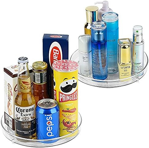 Empaxum 2 Pack Lazy Susan Cabinet Organizer 9" Clear Plastic Turntable Organizer Rotating Spice Rack | Amazon (US)