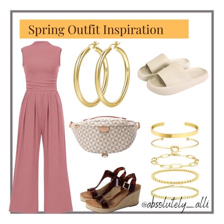 Jumpsuit | workwear | crossbody bag | gold hoops | wedges 

#LTKfindsunder50 #LTKshoecrush #LTKworkwear