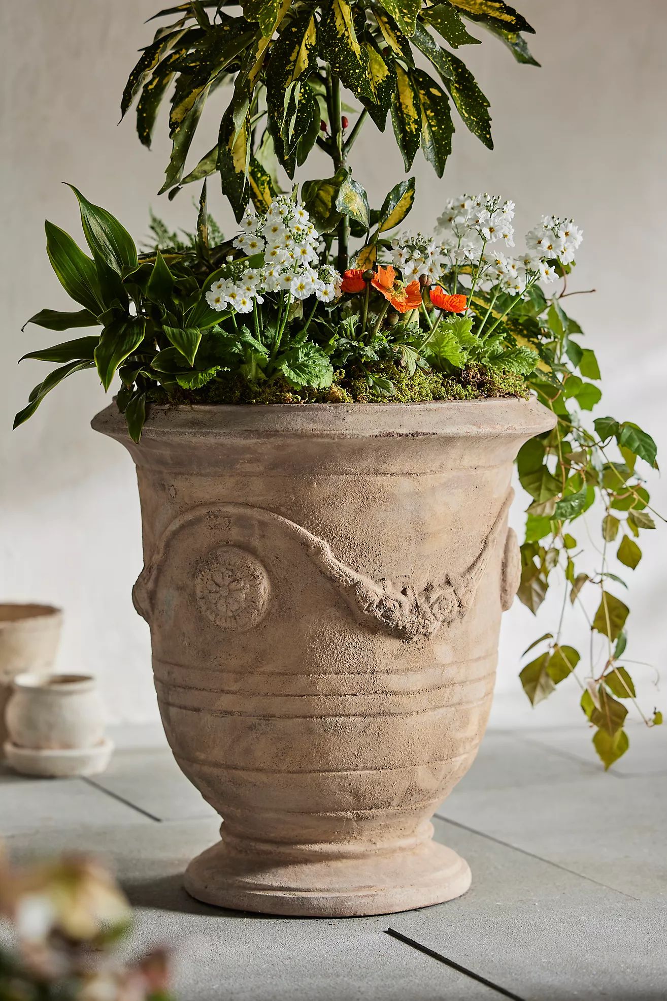 Floral Swag Terracotta Urn | Terrain