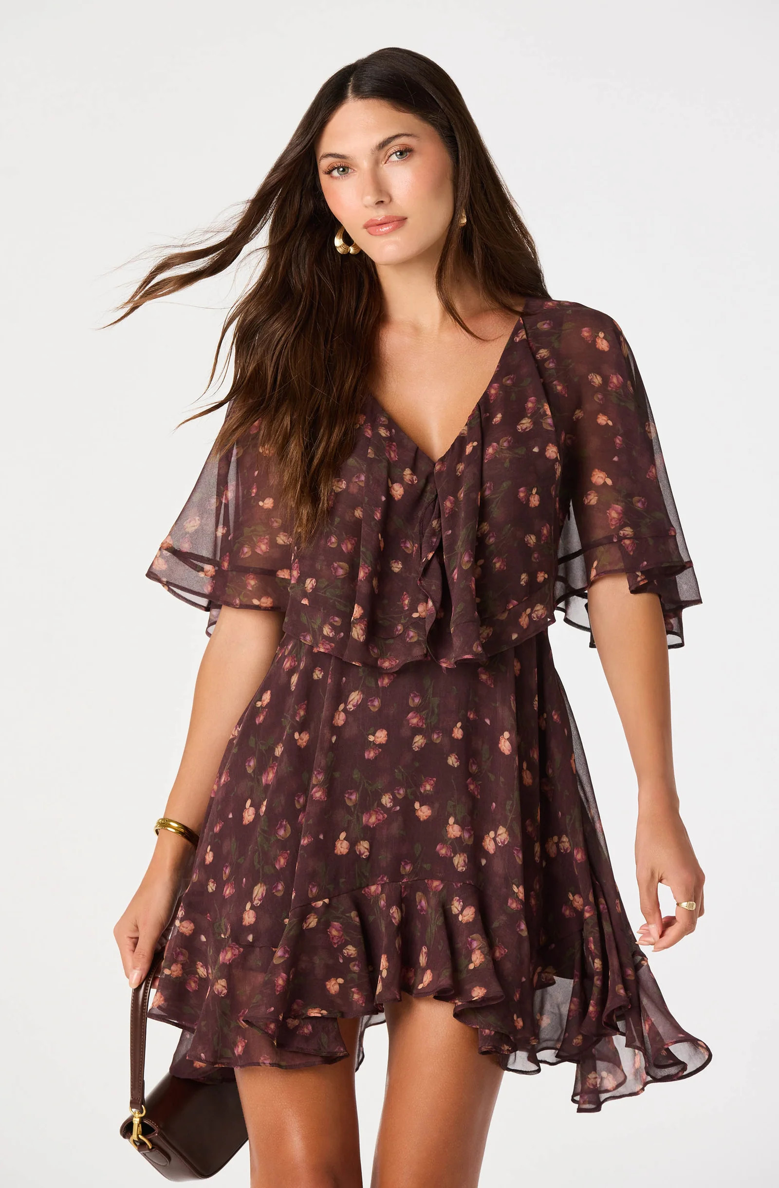 Lilah Floral Cape-Sleeve Mini Dress | ASTR The Label (US)