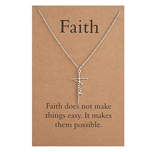 Lcherry Faith Cross Necklace for Women, Faith Necklace - Religious Christian Birthday Christmas Gift for Women | Amazon (US)