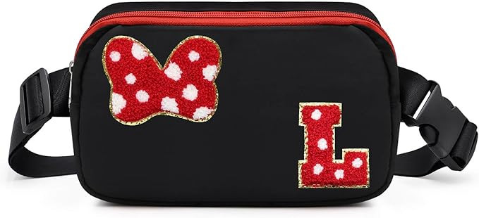 Chenille Initial Letter Bow Mouse Fanny Pack, Waterproof Park Crossbody Bag Christmas Birthday Gi... | Amazon (US)