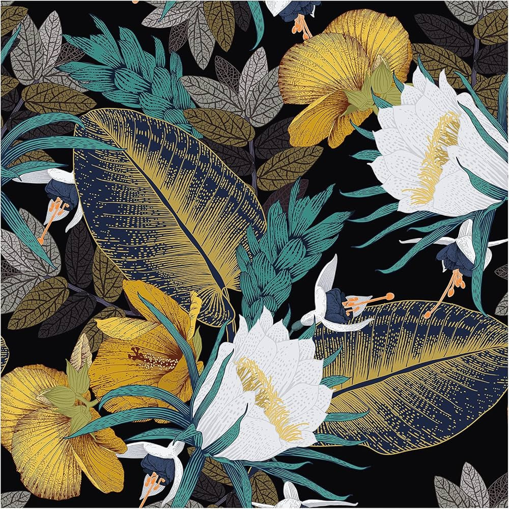 HAOKHOME 93106 Vintage Floral Peel and Stick Wallpaper for Bedroom Black/Bronze/Navy/White Remova... | Amazon (US)