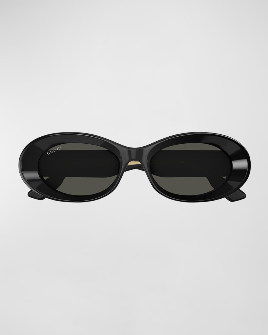Gucci Beveled Acetate Oval Sunglasses | Neiman Marcus