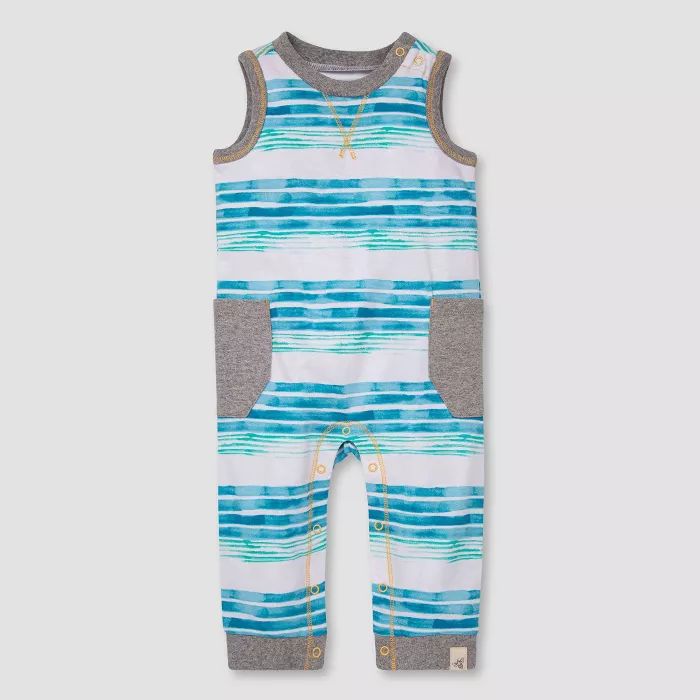 Burt's Bees Baby® Boys' Striped Sleeveless Jumpsuit - Blue | Target