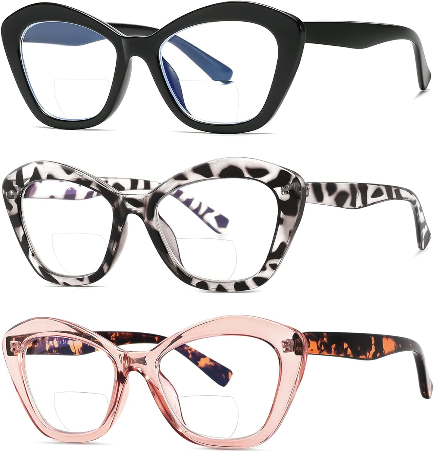 Bifocal Reading Glasses for Women Designer Cat Eye Oversized Frame Blue Light Blocking Readers Op... | Amazon (US)