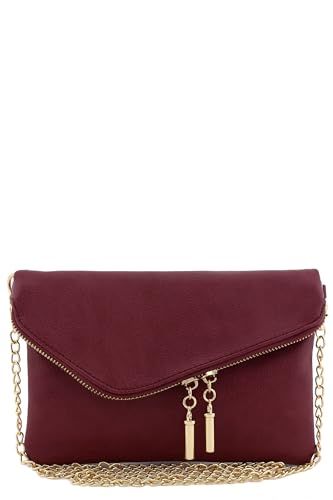 FashionPuzzle Envelope Wristlet Clutch Crossbody Bag with Chain Strap (Bluebell) One Size | Amazon (US)
