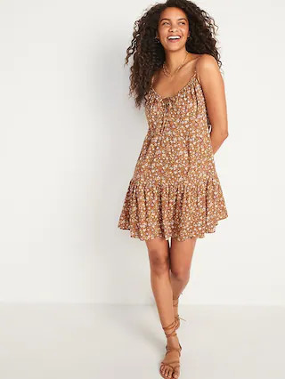 Tiered Floral-Print Mini Cami Swing Dress for Women | Old Navy (US)