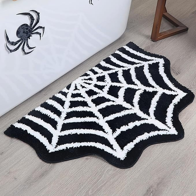 Spider Web Bath Mat - Halloween Rug Bathroom Decor Gothic Home Decor Witchy Horror Goth Room Rugs... | Amazon (US)