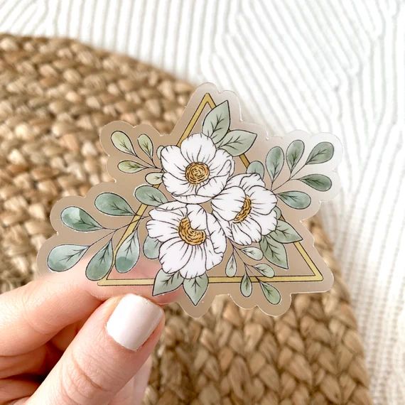 Clear Gold Triangle Floral Sticker, 3x2 in. | Etsy (US)