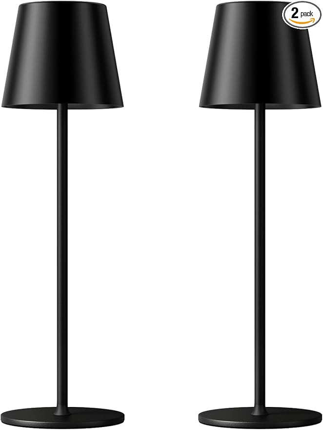 Cordless Table Lamp Rechargeable Black - KK 2 Pack 5000mAH Battery Operated Lamp for Counter, 3 C... | Amazon (US)