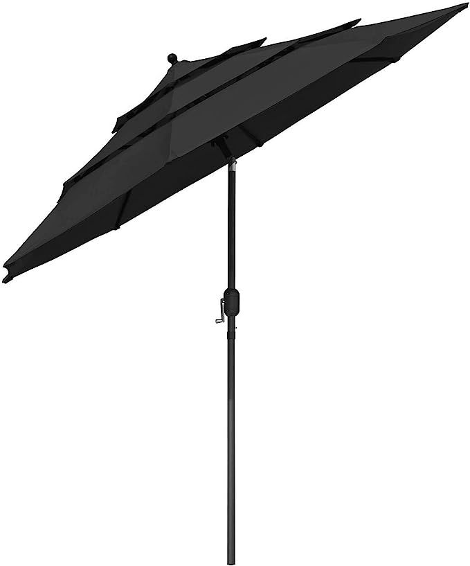 Yescom 9ft 3 Tier UV70+ Aluminum Push Tilt Patio Umbrella Crank Handle Garden Home Outdoor Deck T... | Amazon (US)