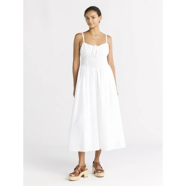 Free Assembly Women's Cotton Milkmaid Corset Maxi Dress, Sizes XS-XXXL - Walmart.com | Walmart (US)