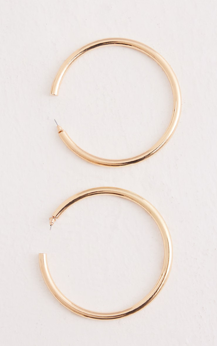 Gold Extra Large Thick Statement Hoop Earrings | PrettyLittleThing US