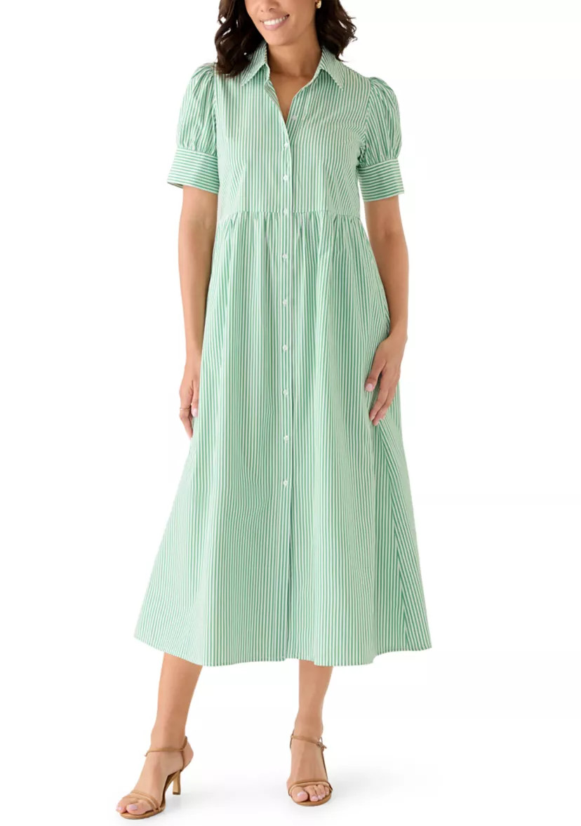 Women's Short Puff Sleeve Poplin Shirt Dress | Belk