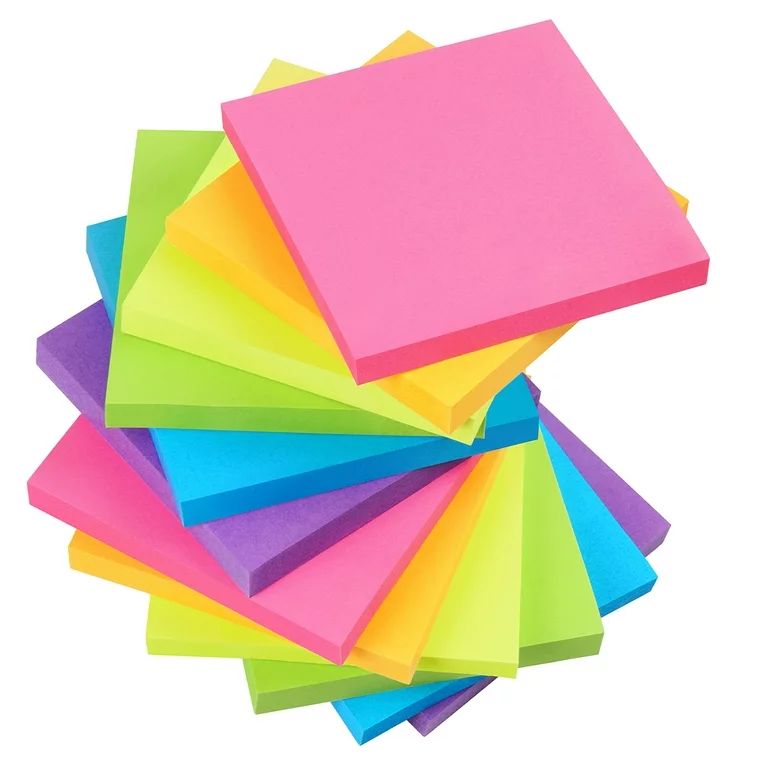 Maustic 3"x3" Sticky Notes, 24 Pack 6 Assorted Colors Strong Adhesive Sticky Notes, Easy to Post ... | Walmart (US)