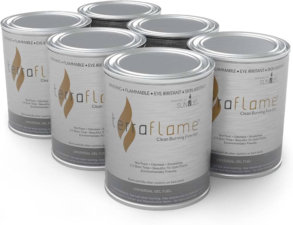 TerraFlame Pure Gel Fuel | Clean-Burning & Smoke-Free | Fuel for Fireplace, Fire Log Inserts & Fi... | Amazon (US)