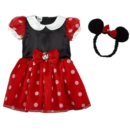 Disney Infant Toddler Girls Minnie Mouse Costume Red Baby Dress Headband | Walmart (US)