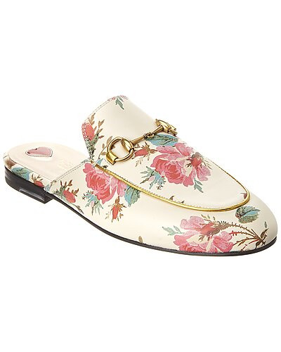 Princetown Rose Print Leather Slipper | Rue La La