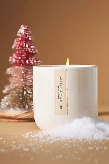 Frosted Bottle Brush Tree Candle | Anthropologie (US)