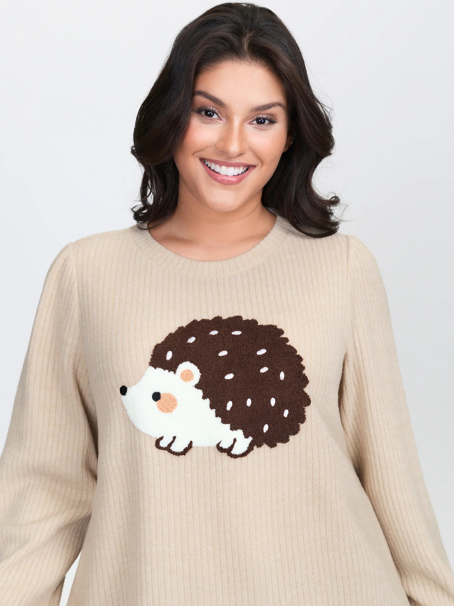 Towel Embroidered Cozy Animal Print Sweatshirt | Bloomchic
