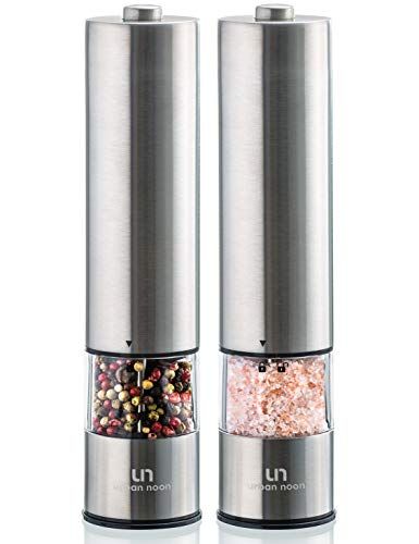 Electric Salt and Pepper Grinder Set - Battery Operated Stainless Steel Mill with Light (Pack of 2 M | Amazon (US)