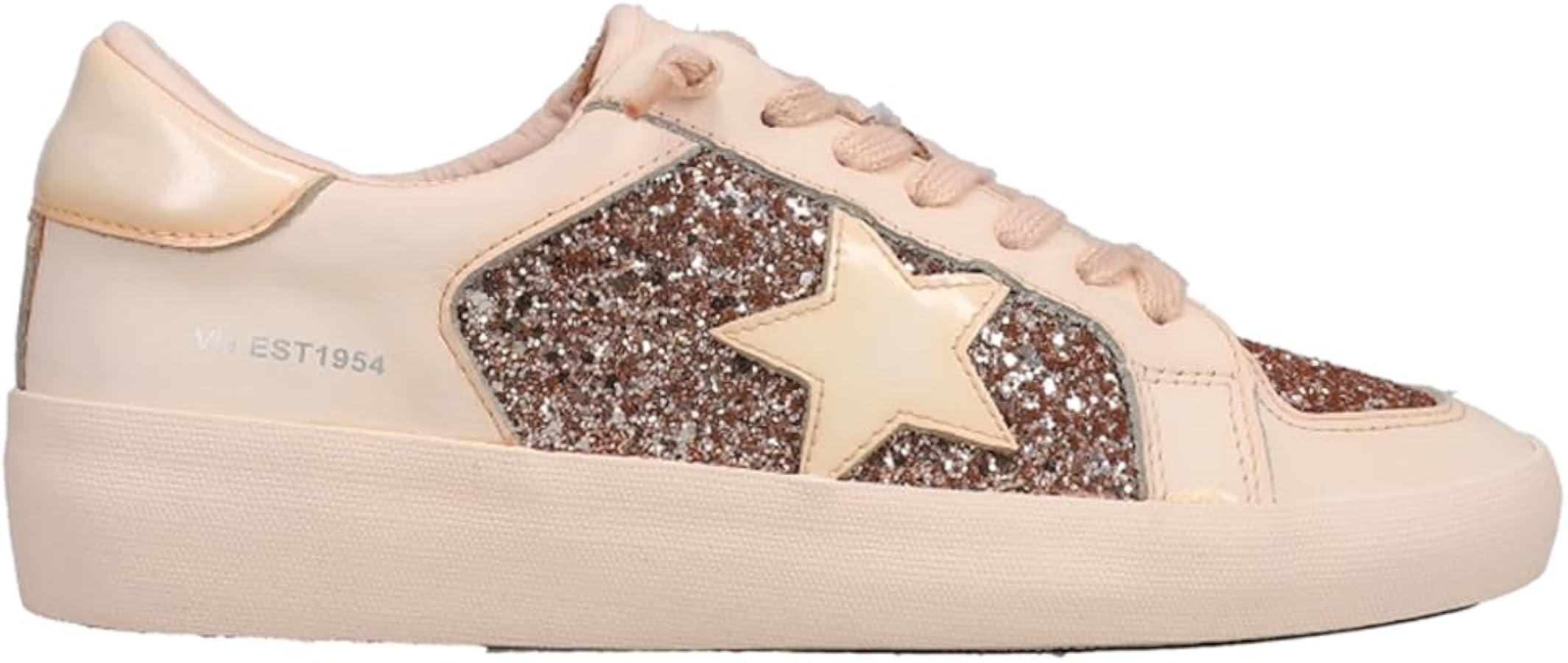 VINTAGE HAVANA Womens Alexis 1 Glitter Lace Up Sneakers Shoes Casual - Beige | Amazon (US)