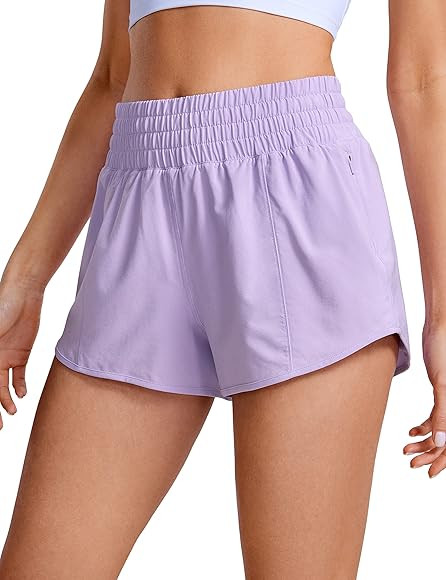 CRZ YOGA High Waisted Running Shorts for Women 2.5" - Mesh Liner Quick Dry Sport Athletic Workout Sh | Amazon (US)