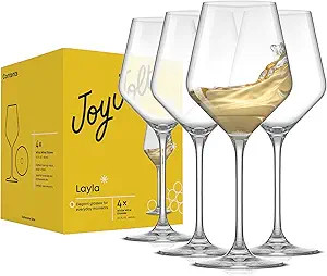 JoyJolt Layla White Wine Glasses, Set of 4 Italian Glasses, 13.5 oz Clear – Made in Europe | Amazon (US)