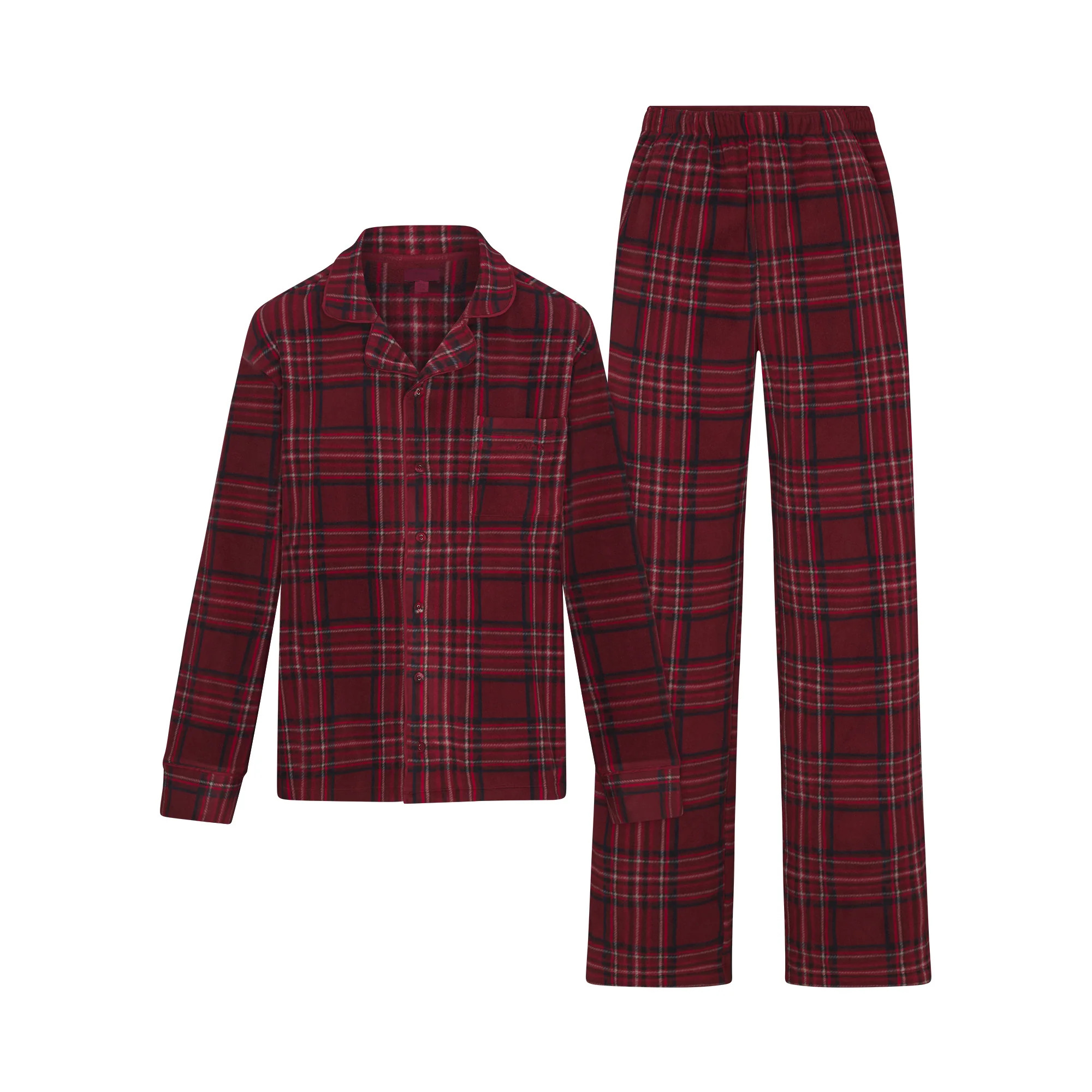 FLEECE SLEEP UNISEX SLEEP SET | MERLOT RED PLAID | SKIMS (US)