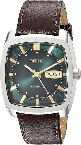 SEIKO Automatic Watch for Men - Recraft Series - Brown Leather Strap, Day/Date Calendar, 50m Wate... | Amazon (US)