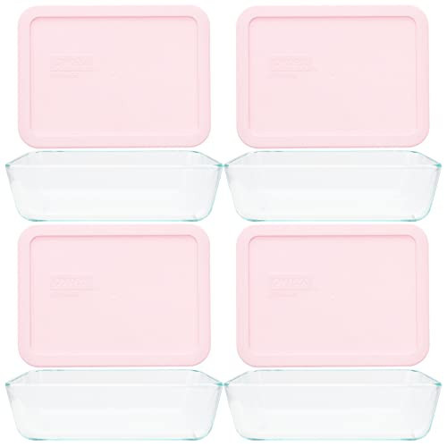 Pyrex (4 7210 3 Cup Glass Dishes & (4) 7210-PC Loring Pink Lids Made in the USA | Amazon (US)