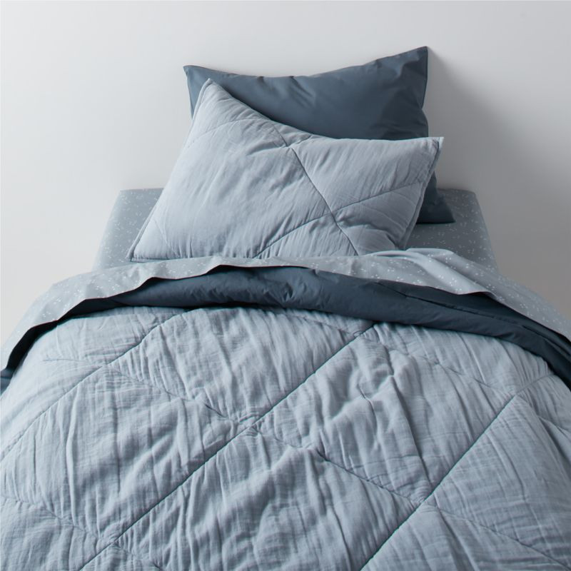 Supersoft Kids Mist Blue Gauze Cotton Full/Queen Quilt + Reviews | Crate & Kids | Crate & Barrel