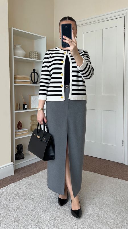 Smart & casual Spring workwear outfit. Cardigan is from Goelia, wearing size M. Skirt is from Pretty Lavish, wearing size UK10. Handbag is from Totes Luxe Uk.

#LTKspring #LTKworkwear #LTKmodest