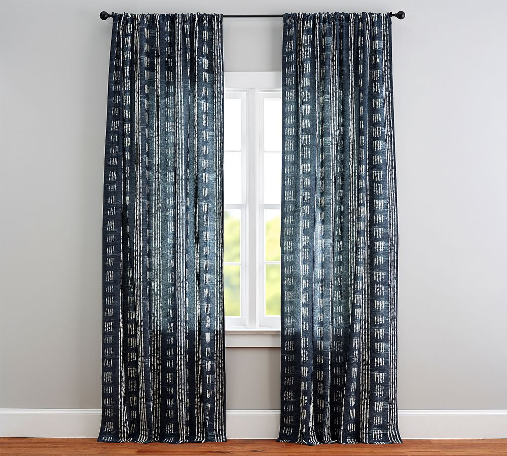 Shibori Dot Linen Cotton Rod Pocket Curtain | Pottery Barn (US)