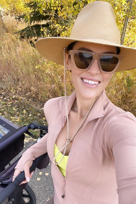F A S H I O N \ today’s walking outing🙋🏻‍♀️ The best bra top, activewear jacket, Amazon find sunglasses and straw hat!

Workout 
Mom outfit 

#LTKfit