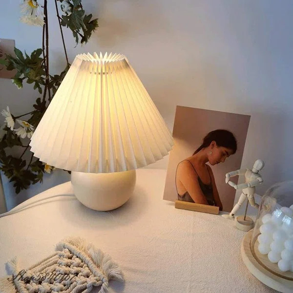 Adedoyin 10.6" White Table Lamp with Outlet | Wayfair Professional