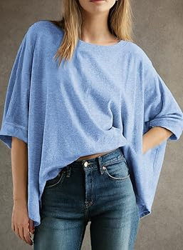 Dokotoo Summer Shirts 2025 Womens Solid T Shirts for Women Loose Oversized Tops Basic Tee | Amazon (US)