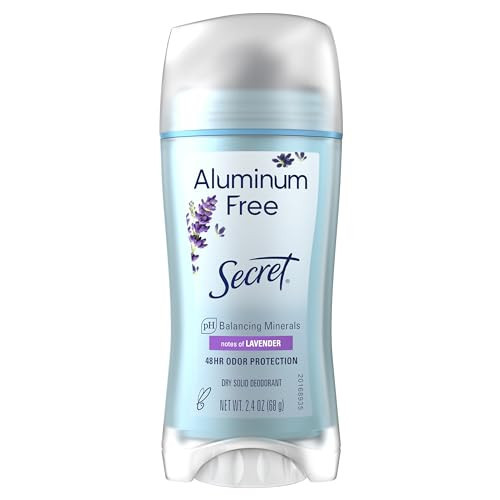 Secret Aluminum Free Deodorant for Women, 48hr Odor Protection, Naturally Derived Ingredients, Free of Parabens Dyes Talc & Baking Soda, PH Balanced, Dry Solid, Lavender Scent, 2.4 oz | Amazon (US)