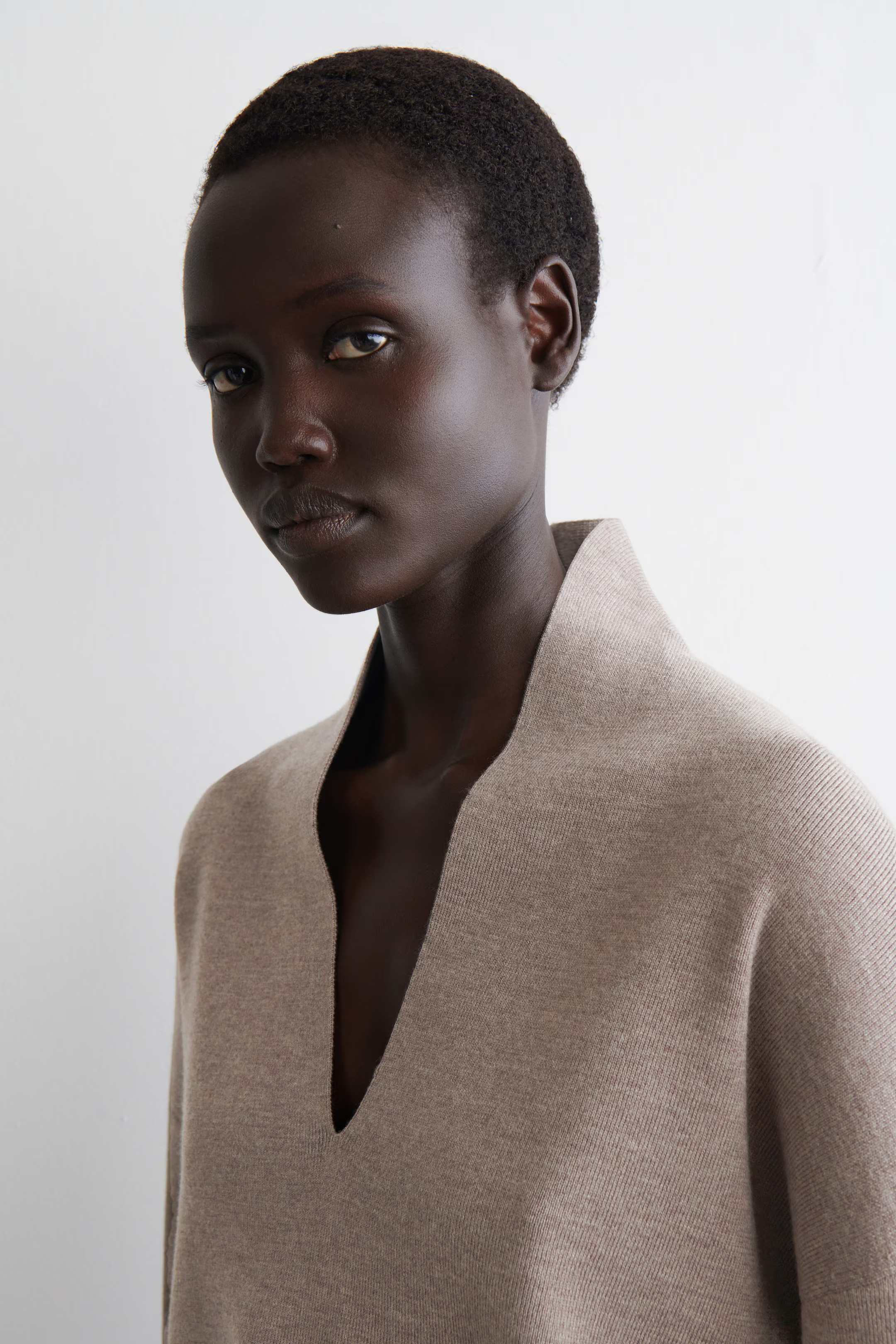 PULLOVER AUS MERINOWOLLE MIT V-AUSSCHNITT - MAULWURFSBRAUN MELIERT | COS DE | COS (EU)