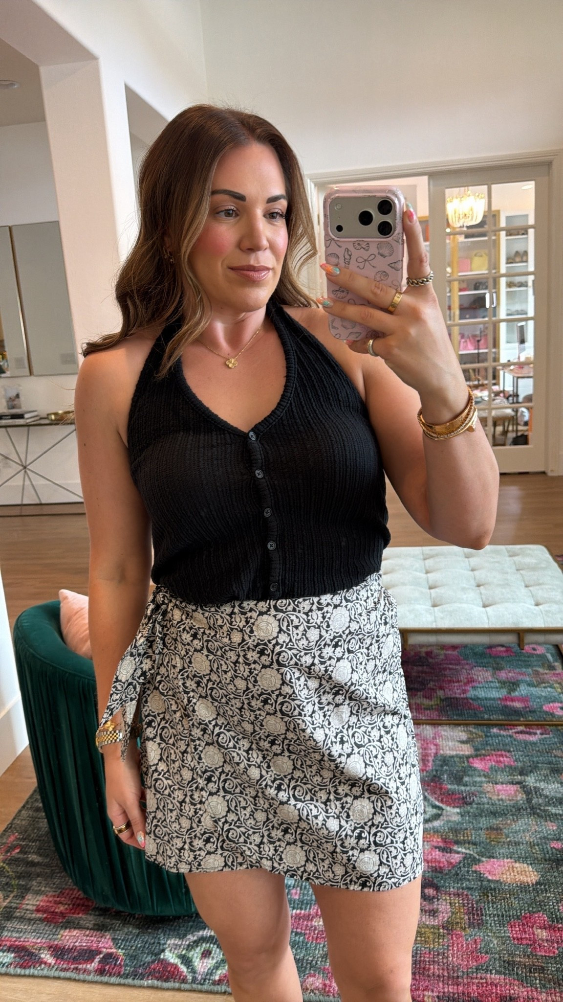curvy midsize summer outfit! wearing size medium in black
halter dress and printed wrap skirt 🖤 outfit on sale!

#LTKSeasonal #LTKMidsize #LTKSaleAlert
