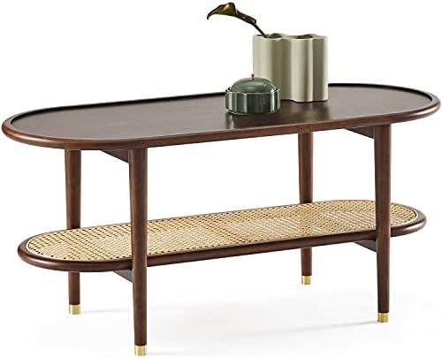 Harmati Coffee Table for Living Room - Walnut Accent Table with Storage, Mid Century Modern Tables,  | Amazon (US)