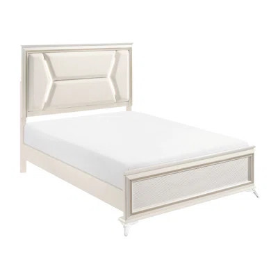 Luxury Chenille Upholstered Queen Bed With Led Headboard, Antique White Appearance, Engineered Wood Frame Lighted Upholstery, Theme Color, | Wayfair North America