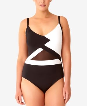 Anne Cole Plus Size Hot Mesh One-Piece Swimsuit Women's Swimsuit | Macys (US)