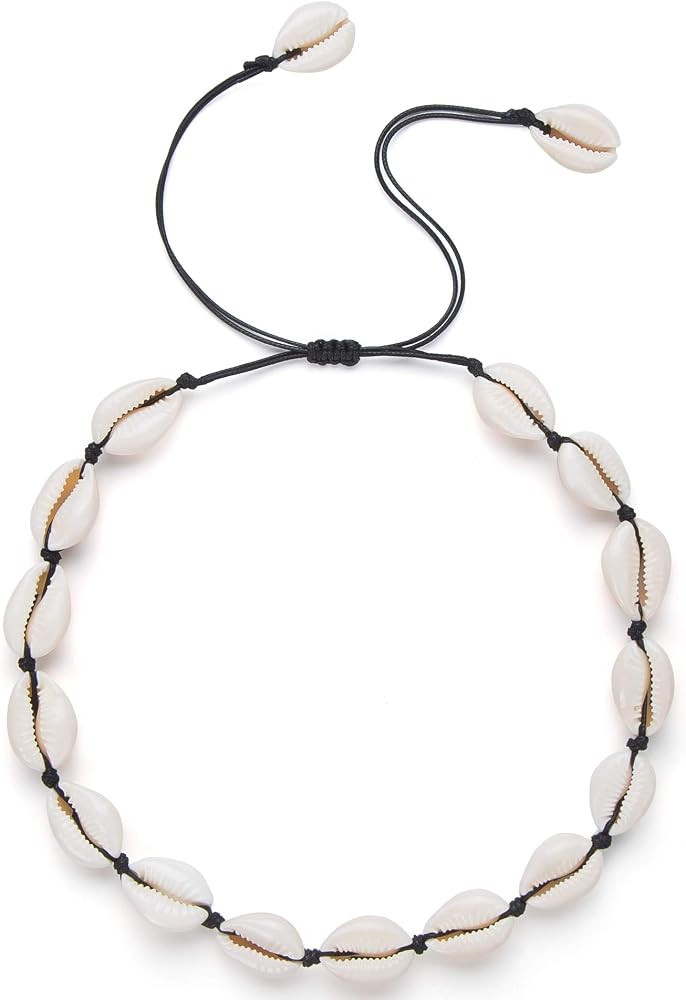 Nackiy Handmade Sea Shell Necklace for Women Summer Adjustable Natural Shell Collar Necklace (Bei... | Amazon (US)