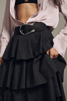 Derek Lam 10 Crosby Perla Tiered Midi Skirt | Anthropologie (US)