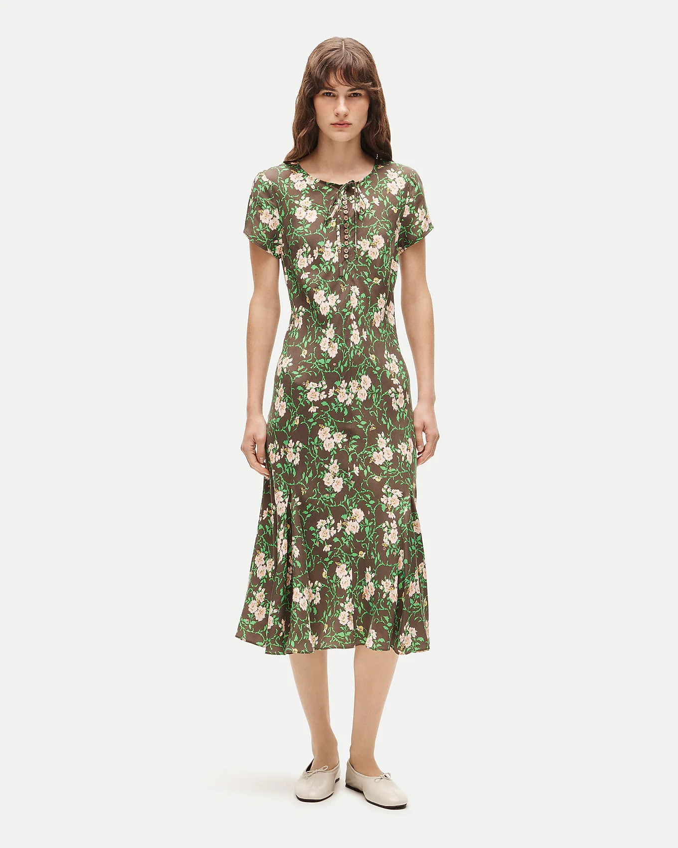 Natasha slip dress in honeybee floral-print cupro blend | J. Crew US